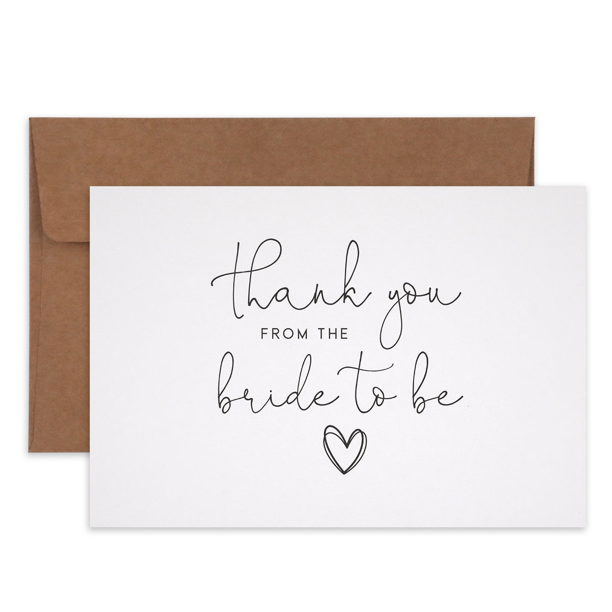 Thank You From The Bride To Be Heart Cards with Kraft Envelopes, Box of 30