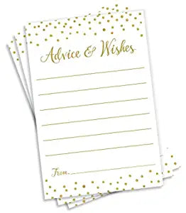 Advice and Wishes - Gold Confetti (50-Cards) Any Occasion - Wedding Advice Cards, Advice for The Bride, Retirement or Graduation Party, Baby or Bridal Shower Games, Birthday Party, Engagement