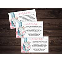 25 Pink Elephant Jungle Baby Shower Invitations and Envelopes (Large Size 5X7 INCHES), 25 Diaper Raffle Tickets, 25 Baby Shower Book Request Cards, Floral Elephant Animal Invites for Girl Baby Showers