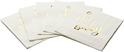 100 Pcs "Oh Baby" White Napkins - 3-Ply