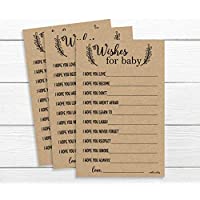 50 Kraft Rustic Wishes for Baby Cards - Baby Shower - Gender Neutral - Well Wishes for Boy or Girl