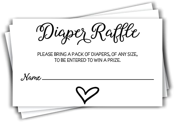 All Ewired Up 50 Gender Neutral Watercolor Heart Baby Shower Diaper Raffle Tickets, Lottery Insert Cards for Heart Baby Shower Invitations Supplies Games for Baby Gender Tickets (50-Cards)