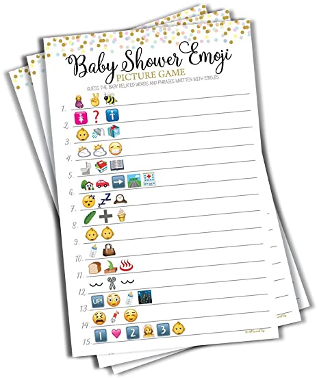 50 Baby Shower Emoji Picture Game - Baby Shower Game - Gender Neutral (50-Sheets)