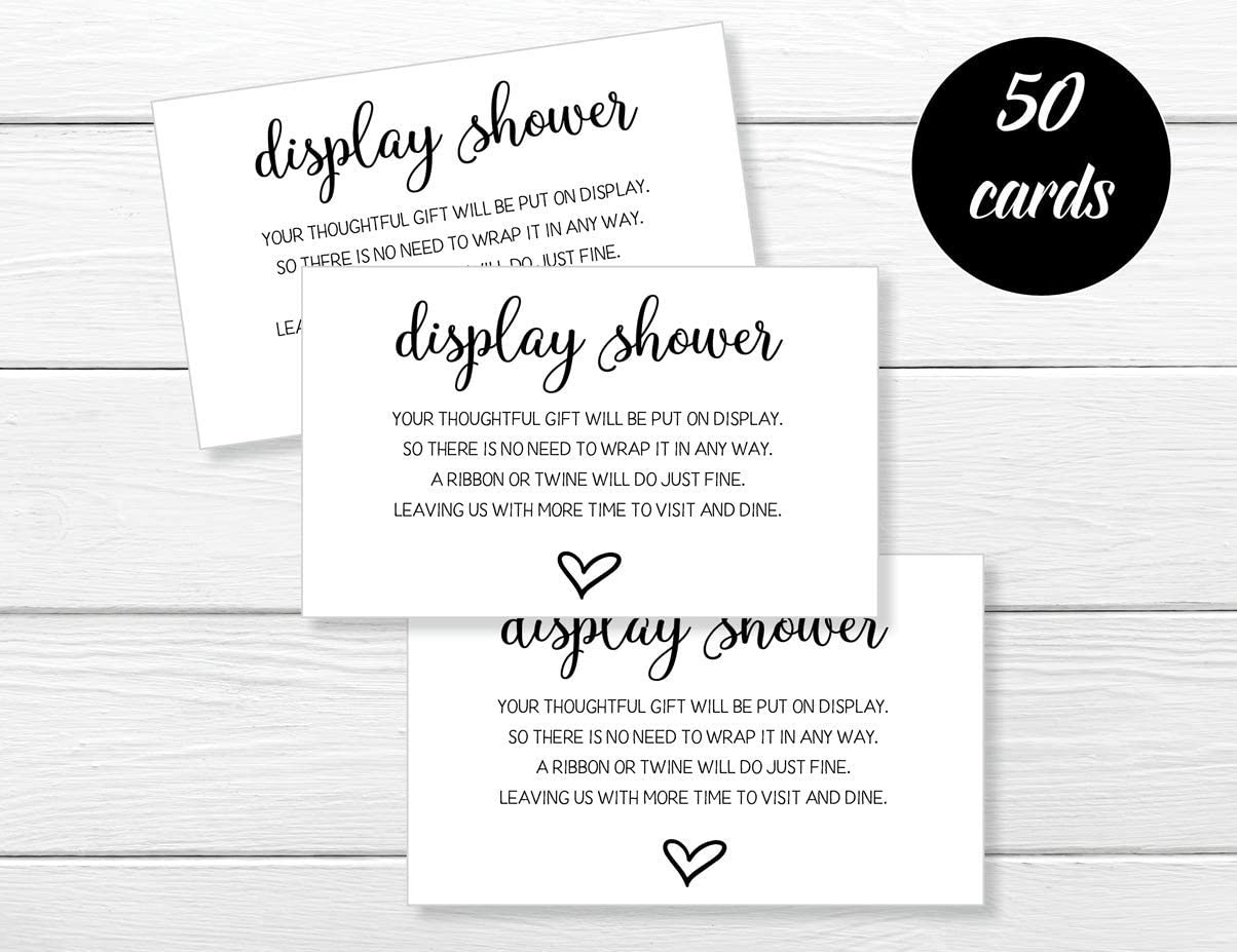 50 Display Shower Insert Cards, Display Shower Card, Display Shower Tags, Display Shower Invitation, Bridal Shower Insert, Baby Shower Display Cards (50-Cards)