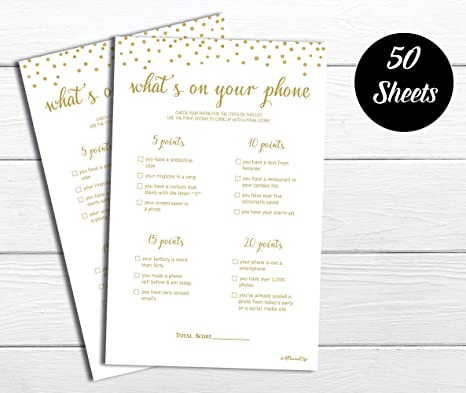 What's On Your Phone Game - Gold Confetti (50-Sheets