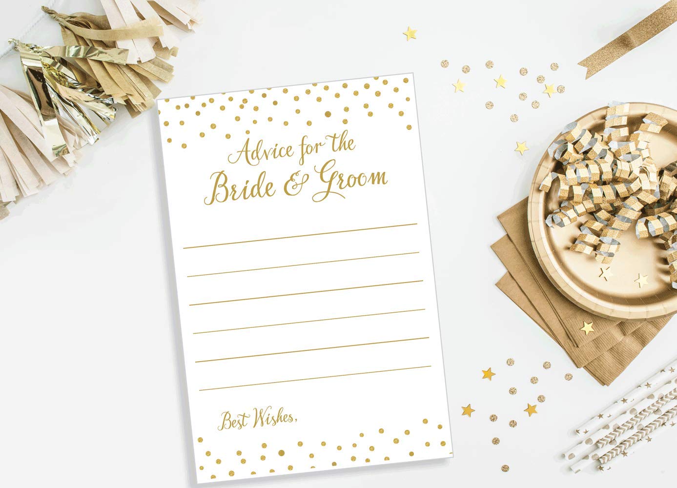 Advice for The Bride and Groom - Gold Confetti (50-Cards)