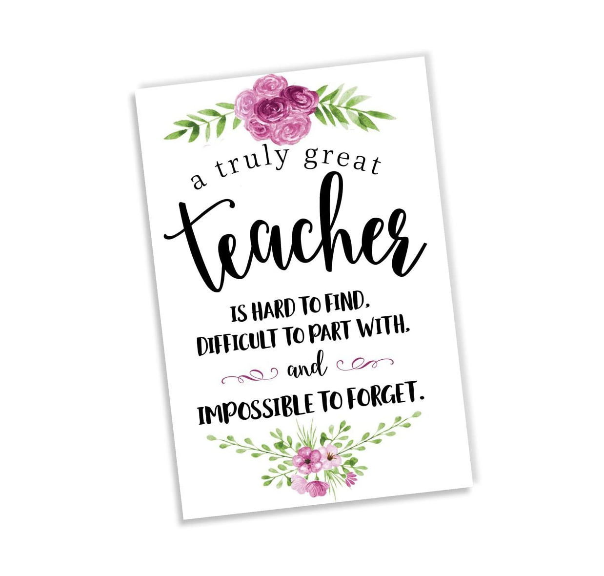 Teacher Appreciation Thank You Cards and Envelopes - Thick Card Stock - Flat (Non-Foldover) with Envelopes - A6 Size (5 Quantity)