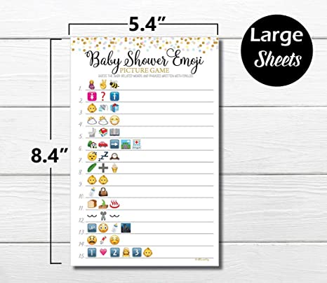 50 Baby Shower Emoji Picture Game - Baby Shower Game - Gender Neutral (50-Sheets)