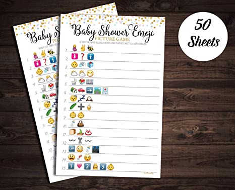 50 Baby Shower Emoji Picture Game - Baby Shower Game - Gender Neutral (50-Sheets)