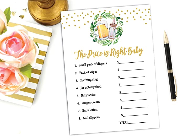 Baby is Brewing Baby Shower Games Gender Neutral - 4 Games Double Sided, Who Knows Mommy Best Baby Shower Game Funny, Advice Cards, Baby Prediction & Advice Cards, Gender Reveal Games, 25 Games Each