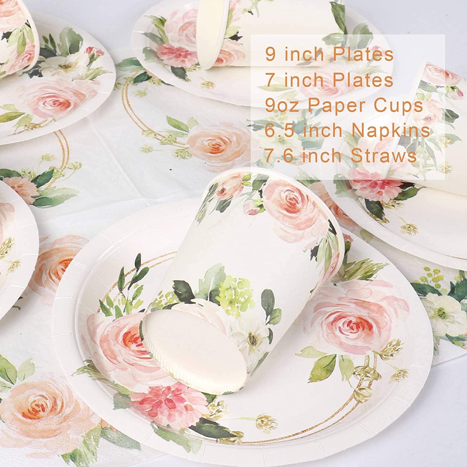 Floral paper plates and cheap napkins