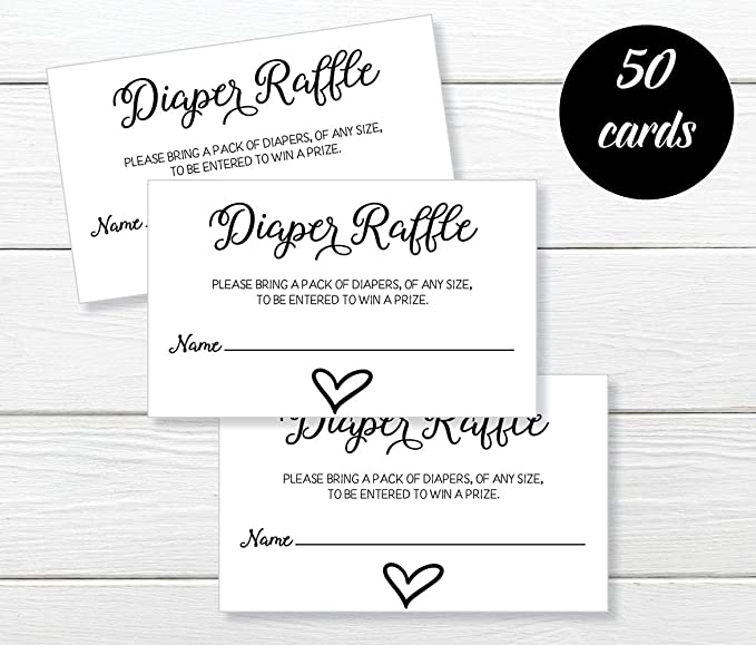 All Ewired Up 50 Gender Neutral Watercolor Heart Baby Shower Diaper Raffle Tickets, Lottery Insert Cards for Heart Baby Shower Invitations Supplies Games for Baby Gender Tickets (50-Cards)