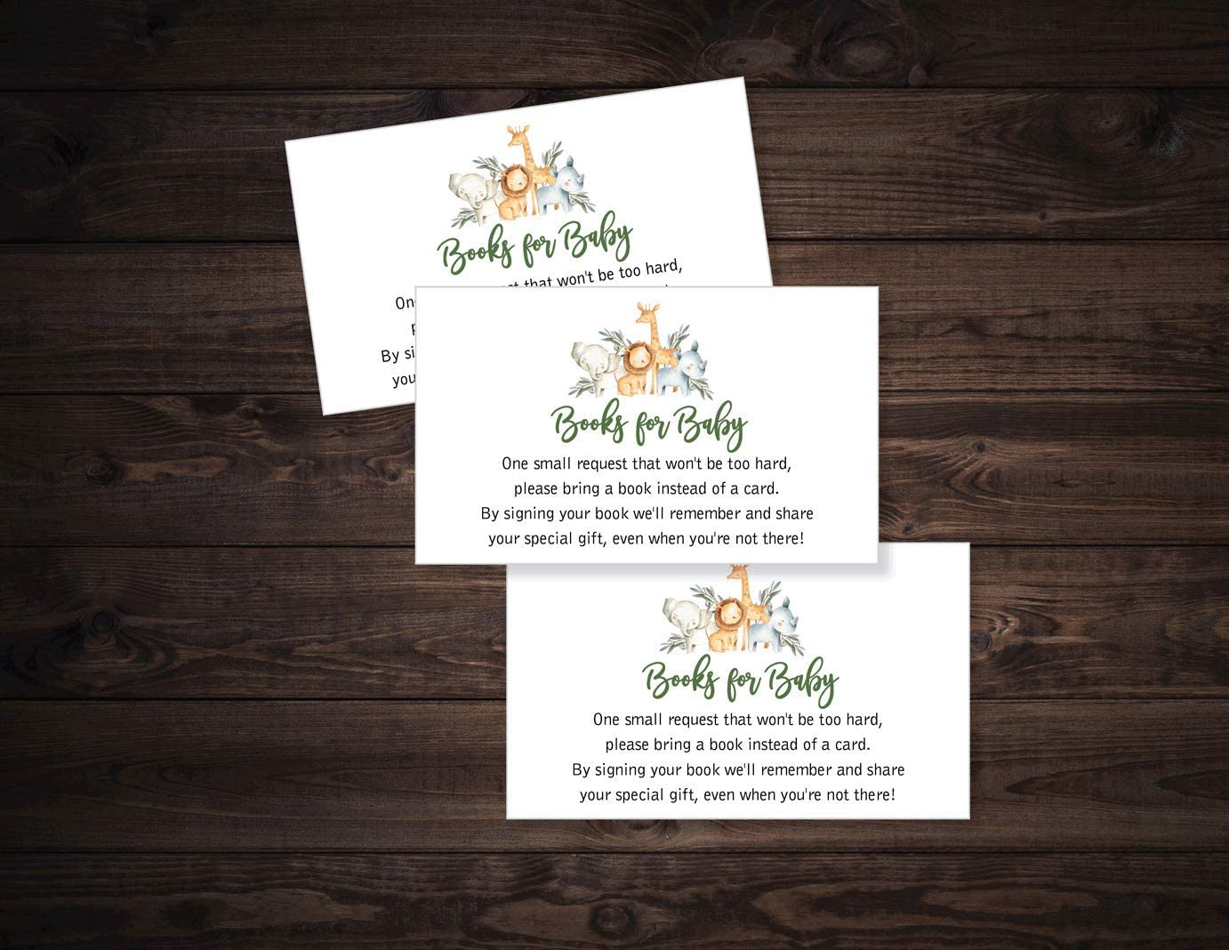 25 Wreath Safari Greenery Baby Shower Invitations (Large Size 5X7 inches), Diaper Raffle Tickets, Baby Shower Book Request Cards with Envelopes Jungle Animal Invites for Boy Neutral Baby Showers