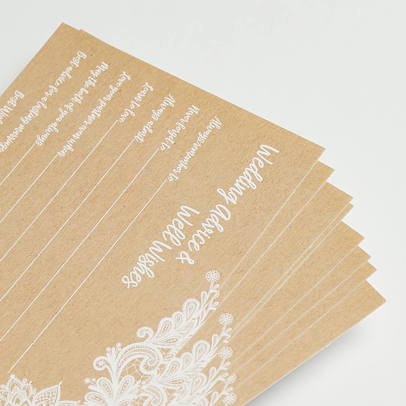 50 Wedding Advice and Well Wishes - Rustic Kraft Lace (50-Cards) Reception Wishing Guest Book Alternative, Bridal Shower Games Note Card Marriage Best Advice Bride to Be or for Mr &amp; Mrs