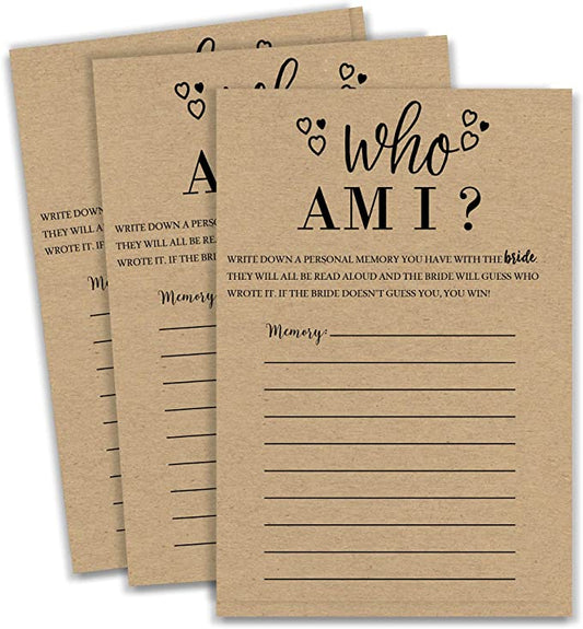 50 Kraft Who Am I? - Share a Memory Game - (50-Cards) Bridal Showers