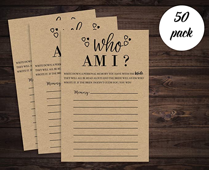 50 Kraft Who Am I? - Share a Memory Game - (50-Cards) Bridal Showers