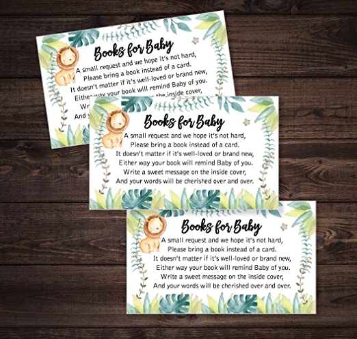 25 Safari Jungle Baby Shower Invitations (LARGE SIZE 5X7 INCHES), Diaper Raffle Tickets, Baby Shower Book Request Cards with Envelopes Greenery Jungle Animal Invites for Boy Baby Showers