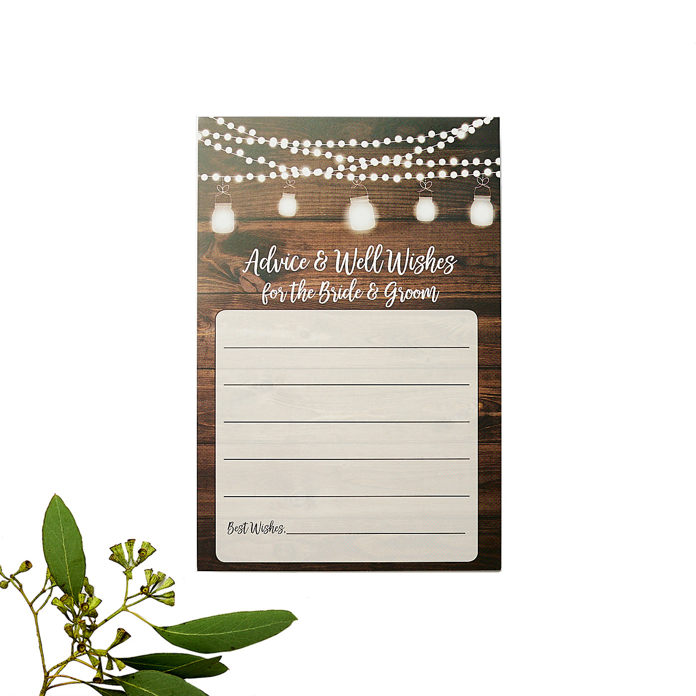 50 Rustic Wedding Advice and Well Wishes for The Bride and Groom - Wood and Lights - Guest Book Alternative - Bridal Shower Games (50-Cards)