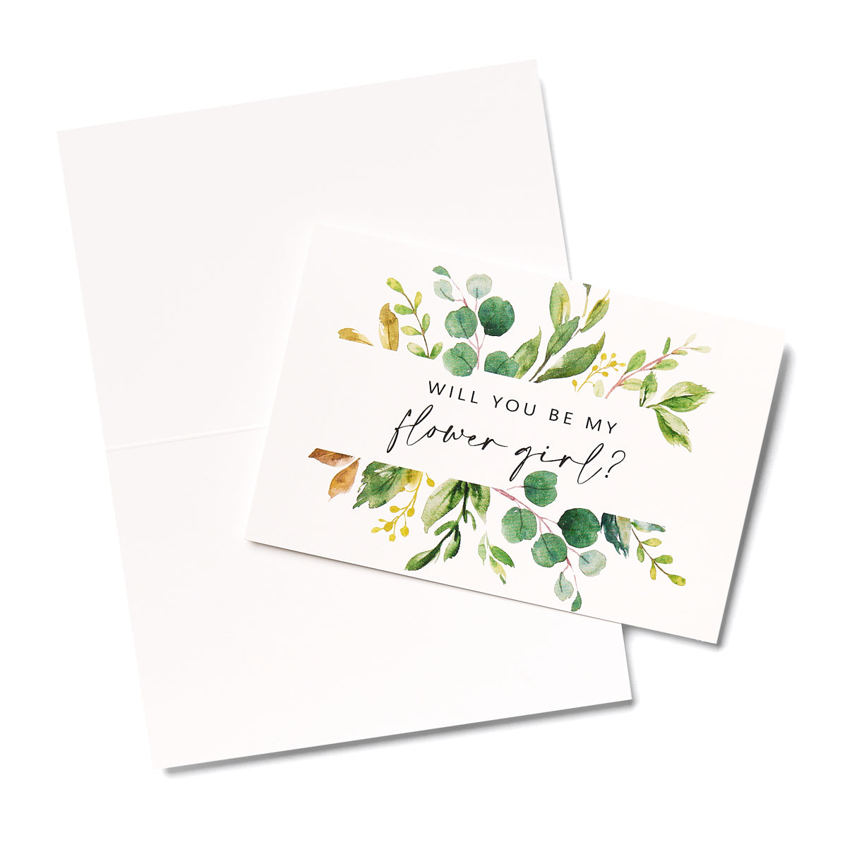 12 Greenery Bridesmaid Proposal Folded Cards and Envelopes, Includes 8 Will You Be My Bridesmaids, 1 for Matron of Honor, 2 for Maid of Honor &amp; 1 for Flower Girl