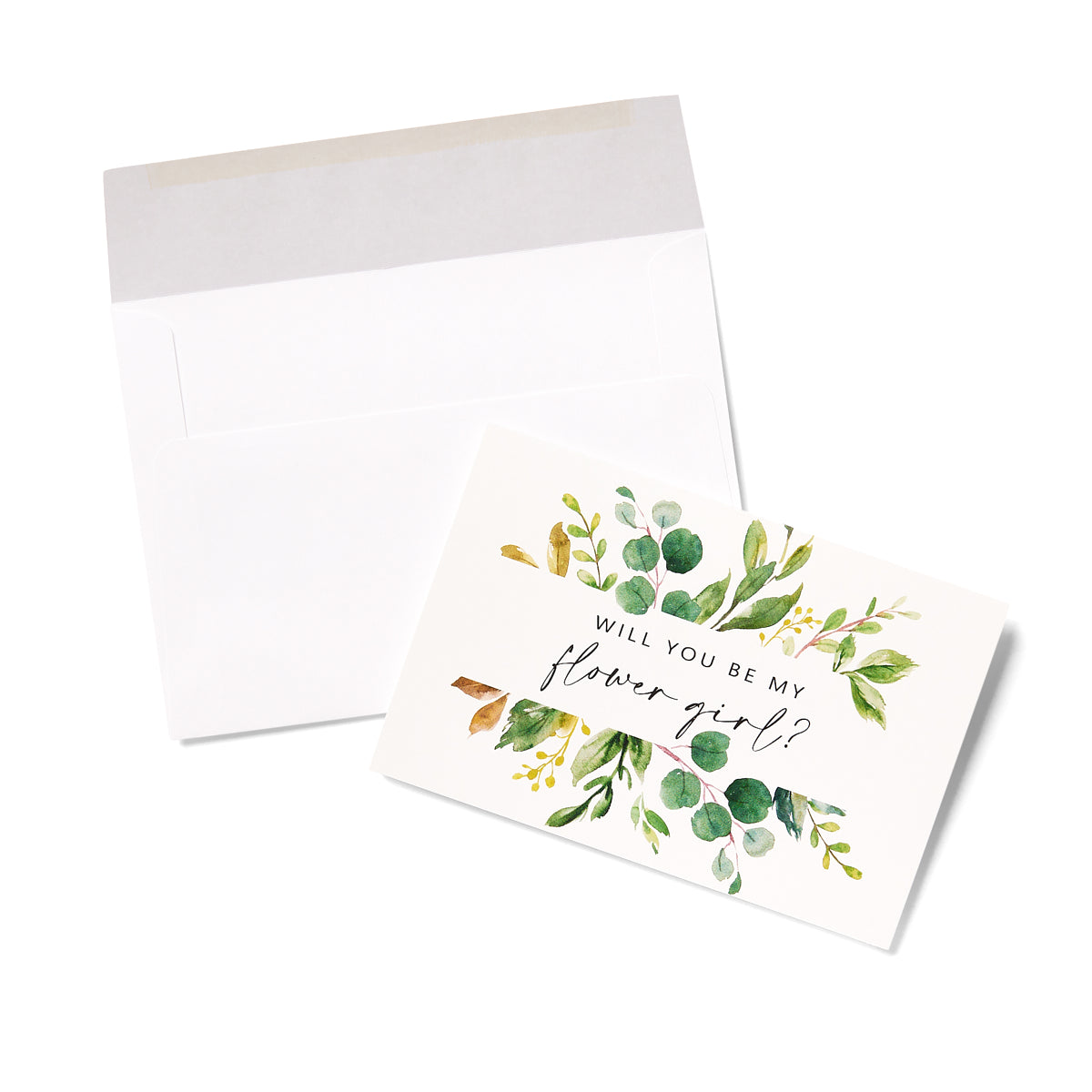 12 Greenery Bridesmaid Proposal Folded Cards and Envelopes, Includes 8 Will You Be My Bridesmaids, 1 for Matron of Honor, 2 for Maid of Honor &amp; 1 for Flower Girl