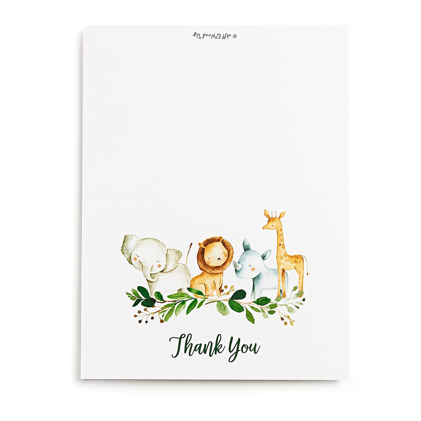 25 Safari Thank You Cards With Envelopes (Thick Card Stock) Baby Shower, Jungle Greenery Large Size 4x6 Zoo Animal Giraffe Lion Elephant Gratitude For Party, Girl Boy Children Birthday Stationery