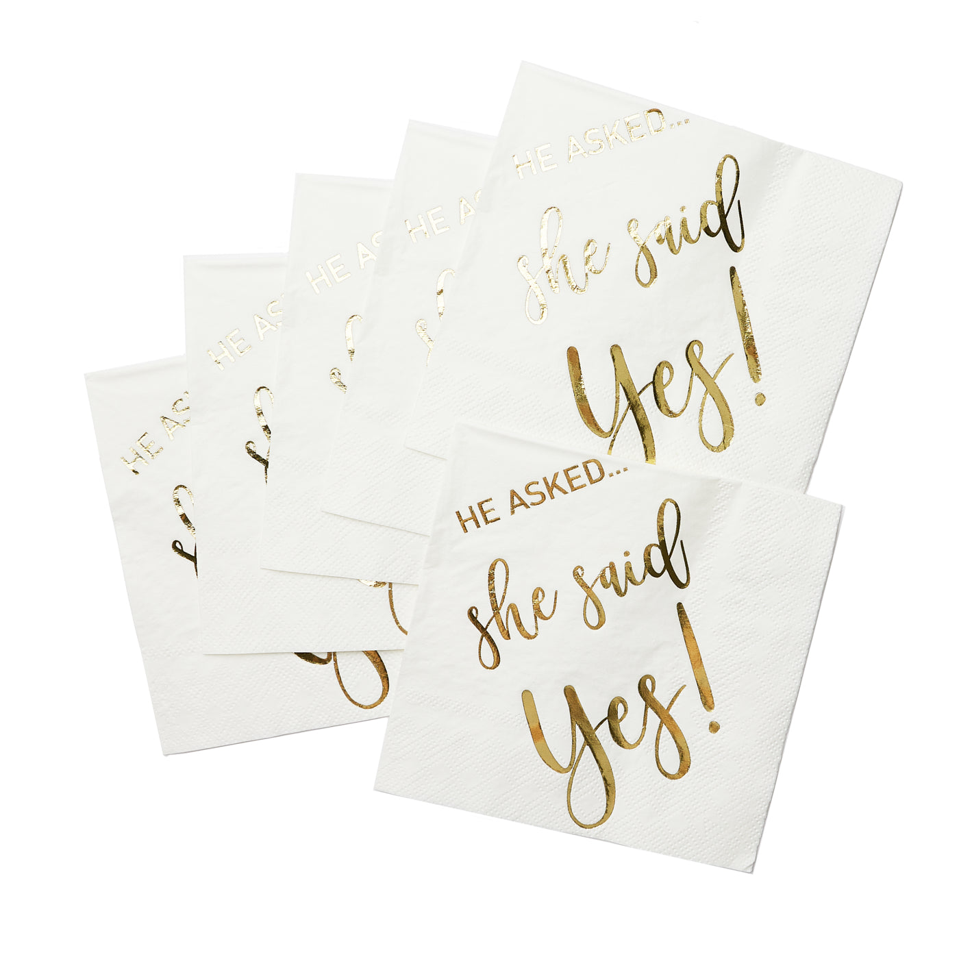 100 Pcs "He Asked…She Said Yes" Bridal Shower Cocktail Napkins - 3-Ply