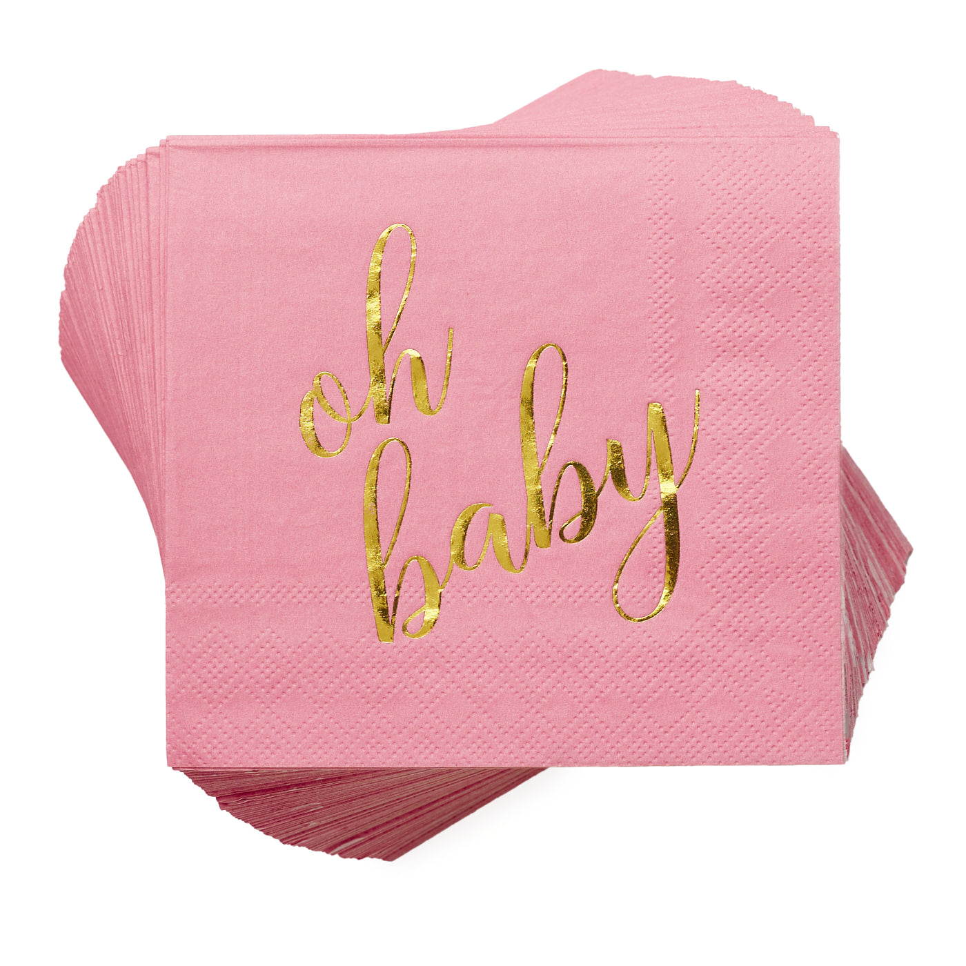 100 Pcs "Oh Baby" Pink Napkins - Girl Baby Shower - 3-Ply