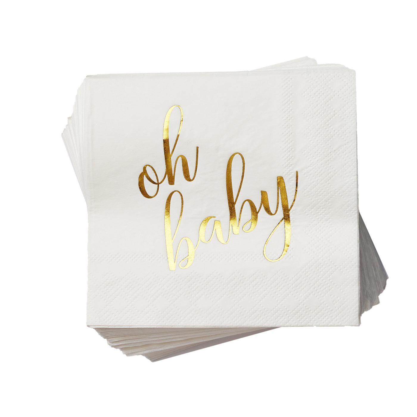 100 Pcs "Oh Baby" White Napkins - 3-Ply