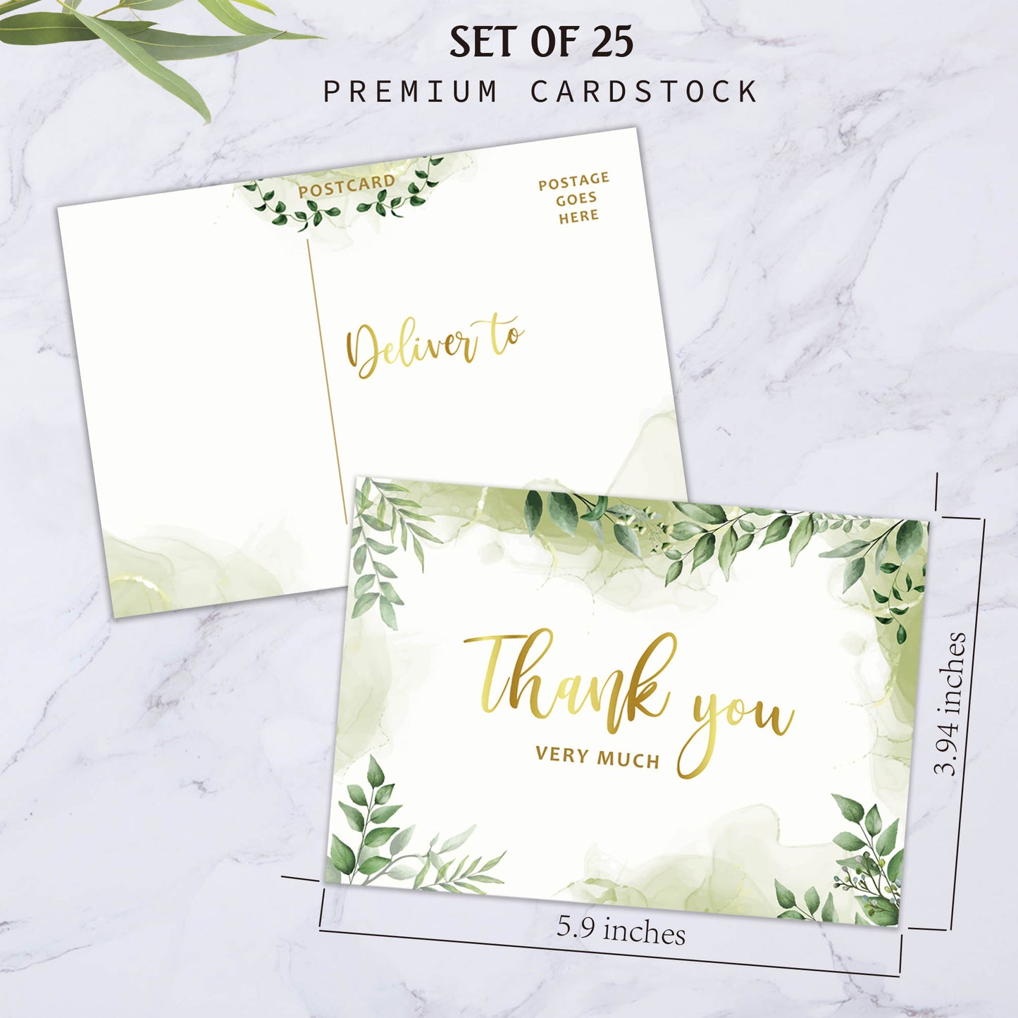 25 Double-Sided Greenery Baby Shower Invitation Set with Envelopes - Gender Neutral Blank Fill-in Invites for Boy or Girl