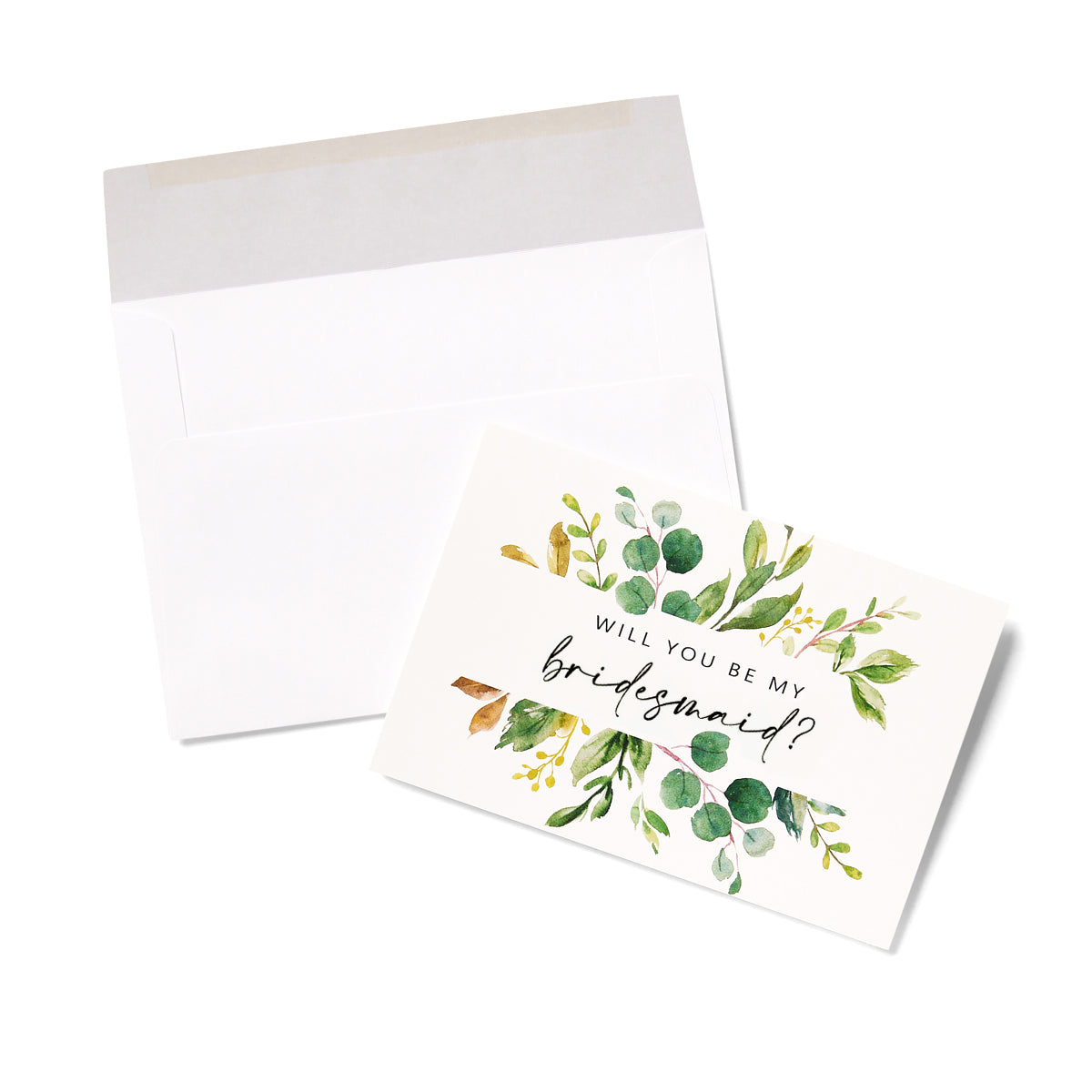 12 Greenery Bridesmaid Proposal Folded Cards and Envelopes, Includes 8 Will You Be My Bridesmaids, 1 for Matron of Honor, 2 for Maid of Honor &amp; 1 for Flower Girl